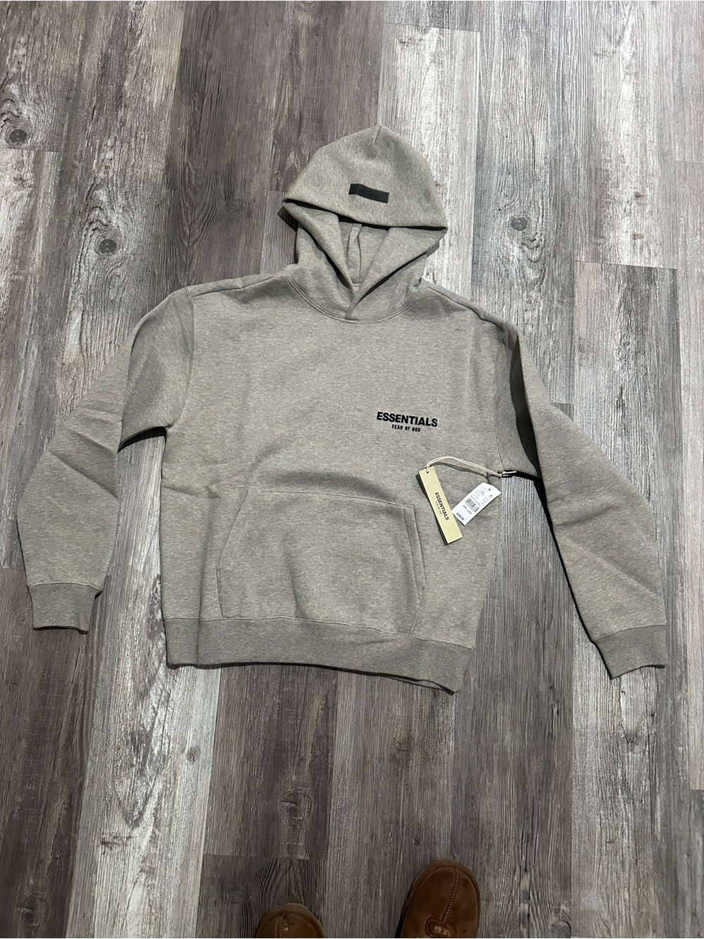 Essentials Gray Pullover Hoodie with Subtle Logo